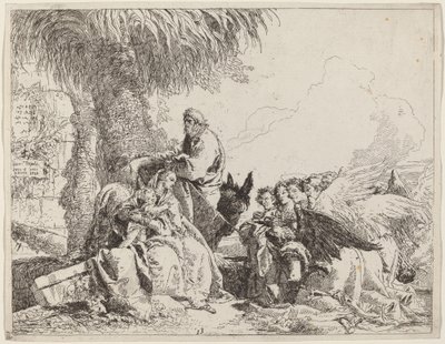 The Rest on the Flight、憧れの天使たちと 作： Giovanni Domenico Tiepolo
