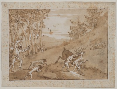 雄鹿狩り、1790年代。 作： Giovanni Domenico Tiepolo