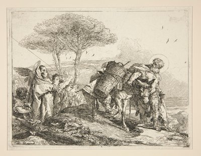 シリーズ Idee pittoresche sopra la fuga in Egitto (Flight into Egypt) の子供を抱く聖母 作： Giovanni Domenico Tiepolo