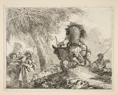 ヨセフと聖母子、シリーズ Idee pittoresche sopra la fuga in Egitto (Flight into Egypt) から 作： Giovanni Domenico Tiepolo