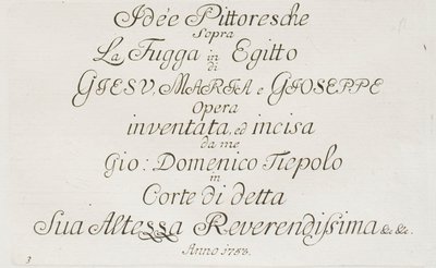 エジプトへの逃避』タイトルページ 作： Giovanni Domenico Tiepolo
