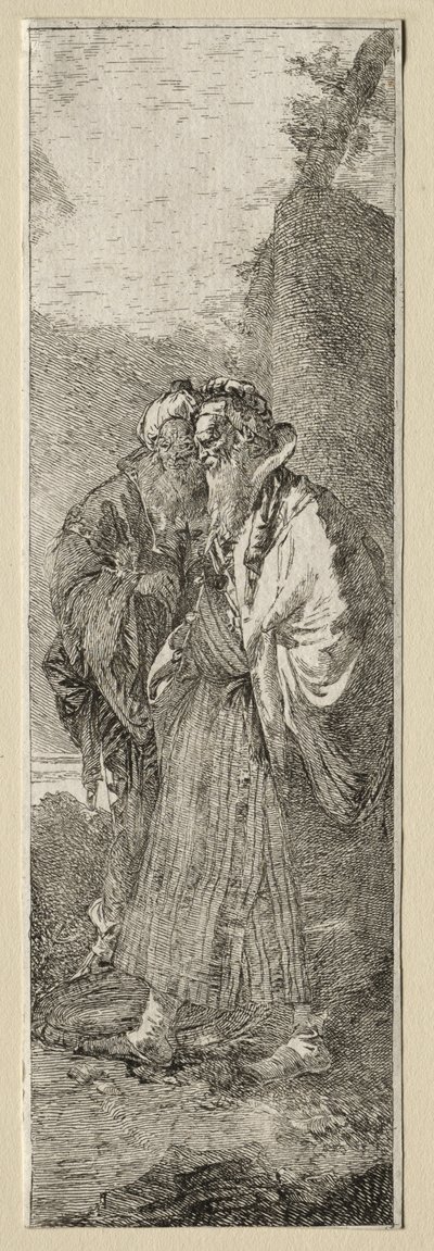 風景の中の二人の老人 作： Giovanni Domenico Tiepolo
