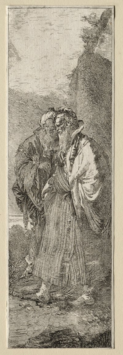 風景の中の二人の老人。 作： Giovanni Domenico Tiepolo