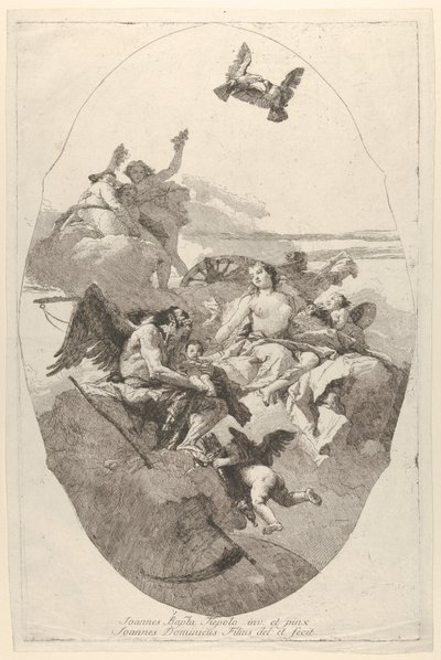 時間にキューピッドを託すヴィーナス、1758～80年。 作： Giovanni Domenico Tiepolo