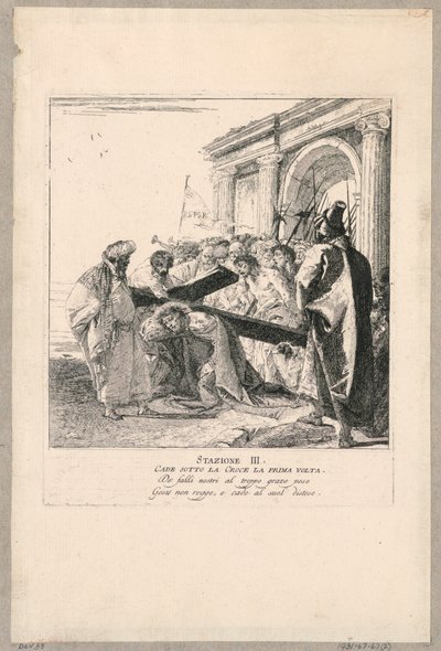 Via crucis - Station III、彼は初めて十字架の下に落ちる 作： Giovanni Domenico Tiepolo