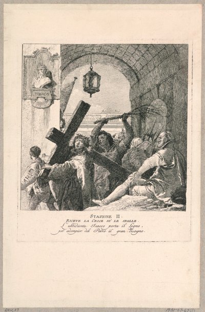 Via crucis - Station II, He Takes the Cross on His Shoulders (十字架を肩に担ぐ) 作： Giovanni Domenico Tiepolo