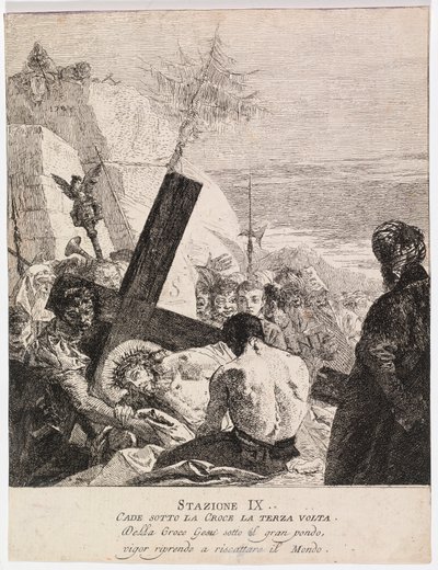Via crucis - 駅IX。イエスは三度目に倒れる 作： Giovanni Domenico Tiepolo
