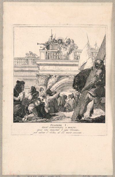 十字架経由 - 第 1 留、死刑を宣告されたイエス 作： Giovanni Domenico Tiepolo