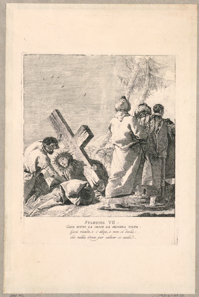 Via crucis - 第 7 留、彼は二度目に十字架の下に落ちる 作： Giovanni Domenico Tiepolo