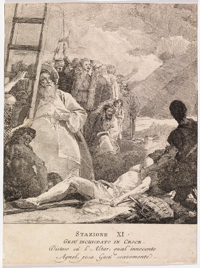 Via crucis - 駅XI。イエスは十字架に磔にされる 作： Giovanni Domenico Tiepolo