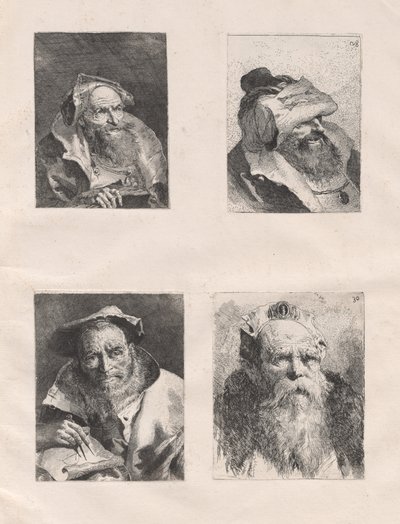 ヘッドのコレクション (パート I および II) 作： Giovanni Domenico Tiepolo, after Giovanni Battista Tiepolo
