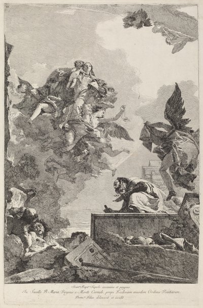 セント・サイモン・ストックに現れたマドンナ・デル・カルメロ 作： Giovanni Domenico Tiepolo after Giovanni Battista Tiepolo