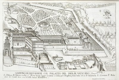 教皇の宮殿、バチカンのベルヴェデーレ庭園の眺め 作： Giovanni Domenico de