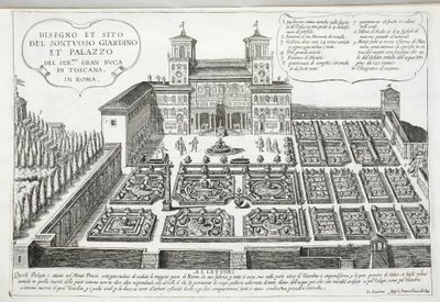 庭園とローマのトスカーナ大公宮殿の眺め 作： Giovanni Domenico de