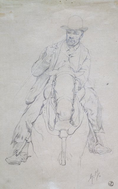 馬に乗ったブッテーロ（トスカーナのカウボーイ 作： Giovanni Fattori