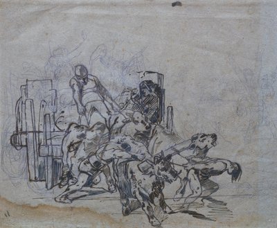 4頭の牛を乗せたカート 作： Giovanni Fattori