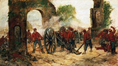 ポルタ・カプアナの防衛、またはヴォルトゥルノの戦い 作： Giovanni Fattori