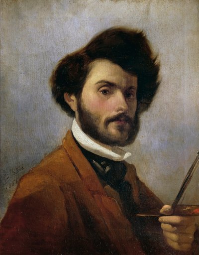 イタリア、フィレンツェ、29歳の時の自画像 作： Giovanni Fattori