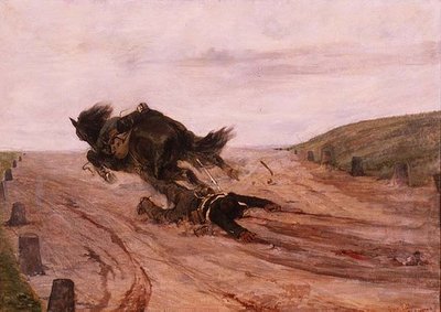 鐙（あぶみ）に捕まった男 作： Giovanni Fattori