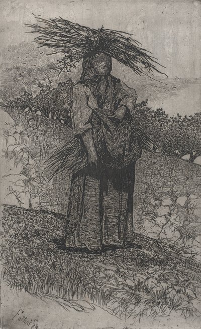 棒を集める農民の女性、1884～1908年。 作： Giovanni Fattori
