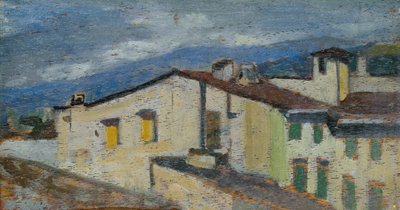 フィレンツェ、ナツィオナーレ通りの屋根 1867年頃（油彩・パネル） 作： Giovanni Fattori