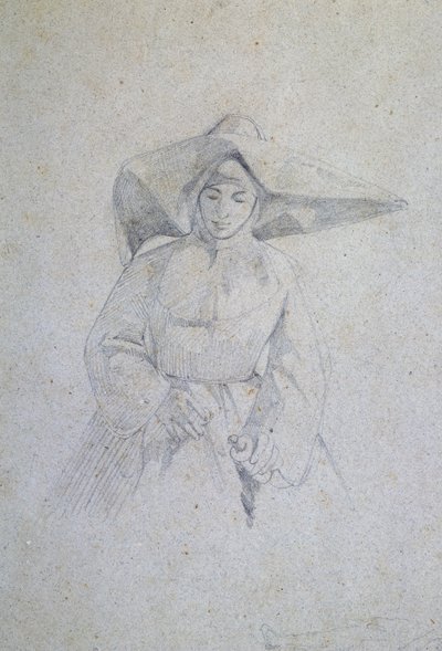 ジョバンニ・ファットーリの「マゼンタの戦いにおけるイタリア軍キャンプ」のための修道女の習作 作： Giovanni Fattori