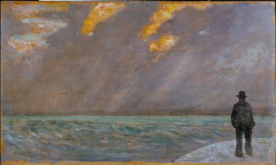海に沈む夕日 作： Giovanni Fattori
