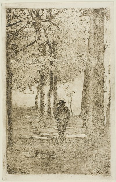 フィギュアのある森の散歩道 作： Giovanni Fattori