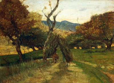 ジョヴァンニ・ファットーリ（1825-1908）の「薪の山」（1874年頃）、油彩・キャンバス 作： Giovanni Fattori