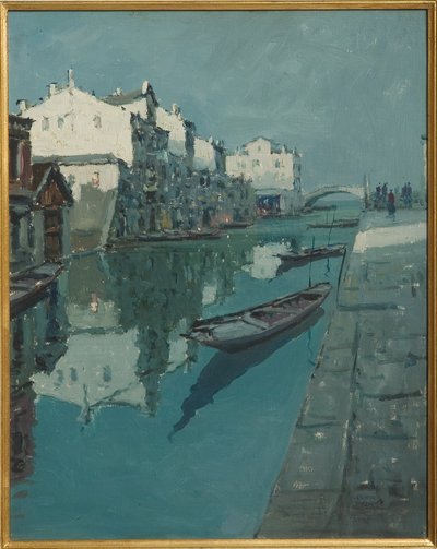 ヴェネツィアの運河 (油絵) 作： Giovanni Forghieri