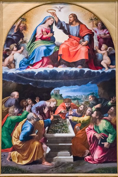 聖母の戴冠式（「モンテルーチェのマドンナ」と呼ばれる） 作： Giovanni Francesco (c.1488 1528) Penni