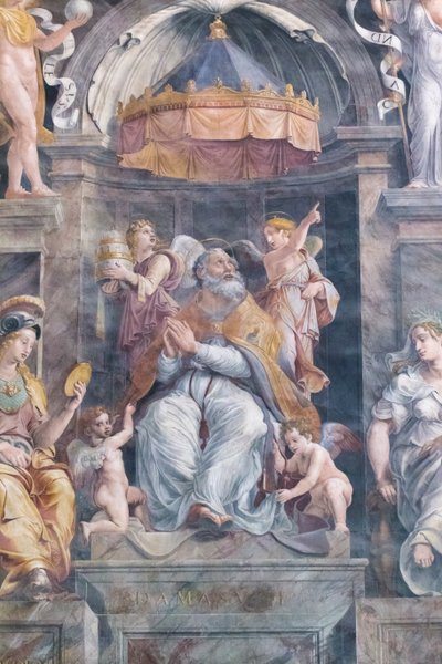 教皇ダマスス 1 世、コンスタンティヌスの部屋 (フレスコ画) 作： Giovanni Francesco (c.1488 1528) Penni