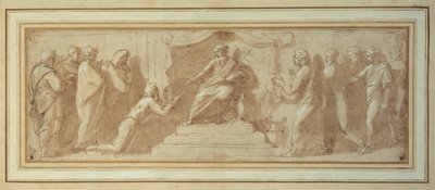 ファラオの前のヨセフ（紙にペン、インク、ウォッシュ 作： Giovanni Francesco (c.1488 1528) Penni