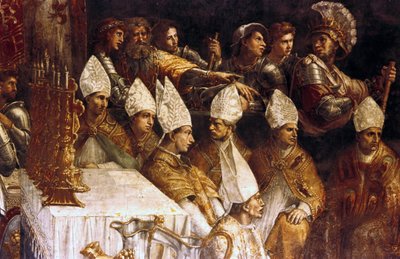 シャルルマーニュの戴冠式」（絵画 作： Giovanni Francesco (c.1488 1528) Penni