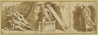 復活」（紙にペン、茶インク、白ボディカラー 作： Giovanni Francesco (c.1488 1528) Penni