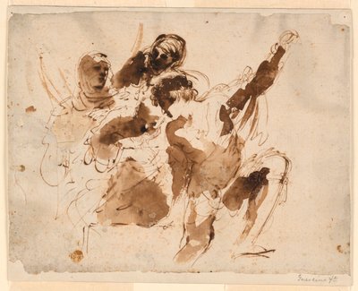 聖ペトロニラの埋葬のための 4 人の人物の習作、サン ピエトロ大聖堂の祭壇画 作： Giovanni Francesco Barbieri