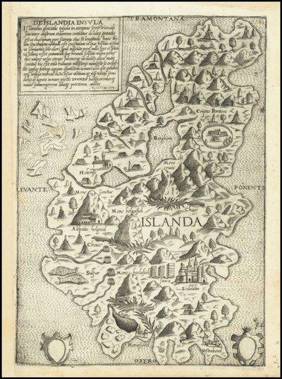 ジョヴァンニ・フランチェスコ・カモーチョによる1560年代のアイスランド地図 作： Giovanni Francesco Camocio