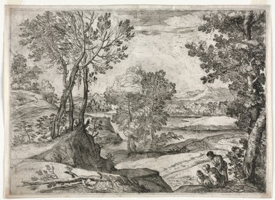 家族のある風景、1643年。 作： Giovanni Francesco Grimaldi