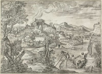 リュート奏者のある風景 作： Giovanni Francesco Grimaldi