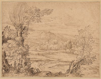 川と水道橋のある風景、1600 年代半ば。 作： Giovanni Francesco Grimaldi
