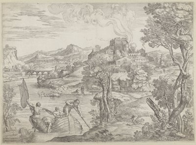 リュート奏者のいる風景 作： Giovanni Francesco Grimaldi