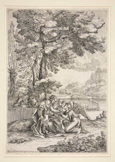 エジプトへの逃亡中の休息 作： Giovanni Francesco Grimaldi