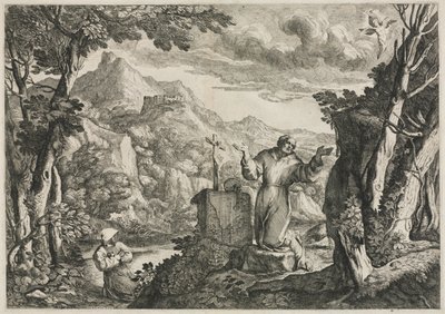 聖痕を受け取るアッシジの聖フランチェスコ。 作： Giovanni Francesco Grimaldi