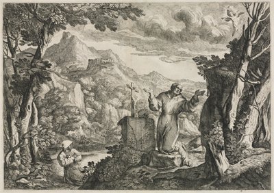 聖痕を受けるアッシジの聖フランチェスコ 作： Giovanni Francesco Grimaldi