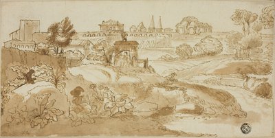 ローマ市街とアッピア通り 作： Giovanni Francesco Grimaldi