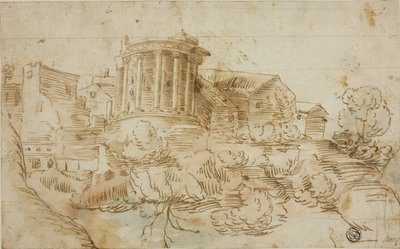 ティヴォリ、ヴェスタ神殿の眺め 作： Giovanni Francesco Grimaldi