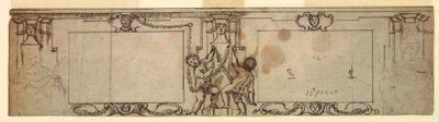 図面、彫刻パネル計画、1650年 作： ジョヴァンニ・フランチェスコ・ロマネリ