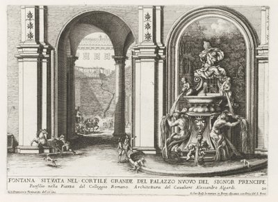 Binnenplaats van het Palazzo Doria Pamphilj te RomeのFontein 王子のヌオーヴォ宮殿の広い中庭にある噴水 (...) (オブジェクトのタイトル) ローマの宮殿と庭園の噴水 (シリーズ名) Fonteinen in de paizen en tu 作： Giovanni Francesco Venturini