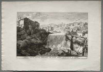 チボリの都市のアニエン川の主な滝の眺め。 作： Giovanni Francesco Venturini