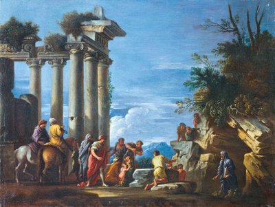 17世紀後半の地下世界から出現するピタゴラスの寺院遺跡。 作： Giovanni Ghisolfi